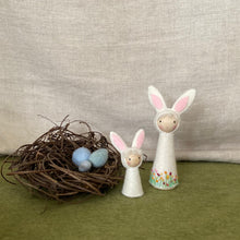 Load image into Gallery viewer, Easter seasonal/nature table rabbits, nests, baskets and felted eggs