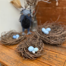 Load image into Gallery viewer, Easter seasonal/nature table rabbits, nests, baskets and felted eggs