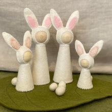 Load image into Gallery viewer, Easter seasonal/nature table rabbits, nests, baskets and felted eggs