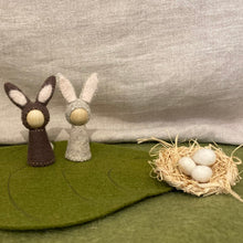 Load image into Gallery viewer, Easter seasonal/nature table rabbits, nests, baskets and felted eggs