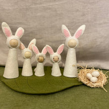 Load image into Gallery viewer, Easter seasonal/nature table rabbits, nests, baskets and felted eggs