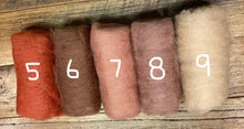 Load image into Gallery viewer, 100% wool mini felt batts (wool roving) single colours