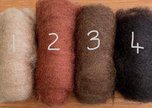 Load image into Gallery viewer, 100% wool mini felt batts (wool roving) single colours