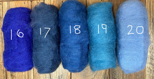 100% wool mini felt batts (wool roving) single colours