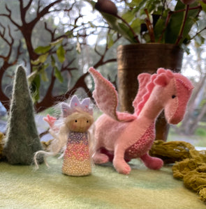 Hand made felt dragons