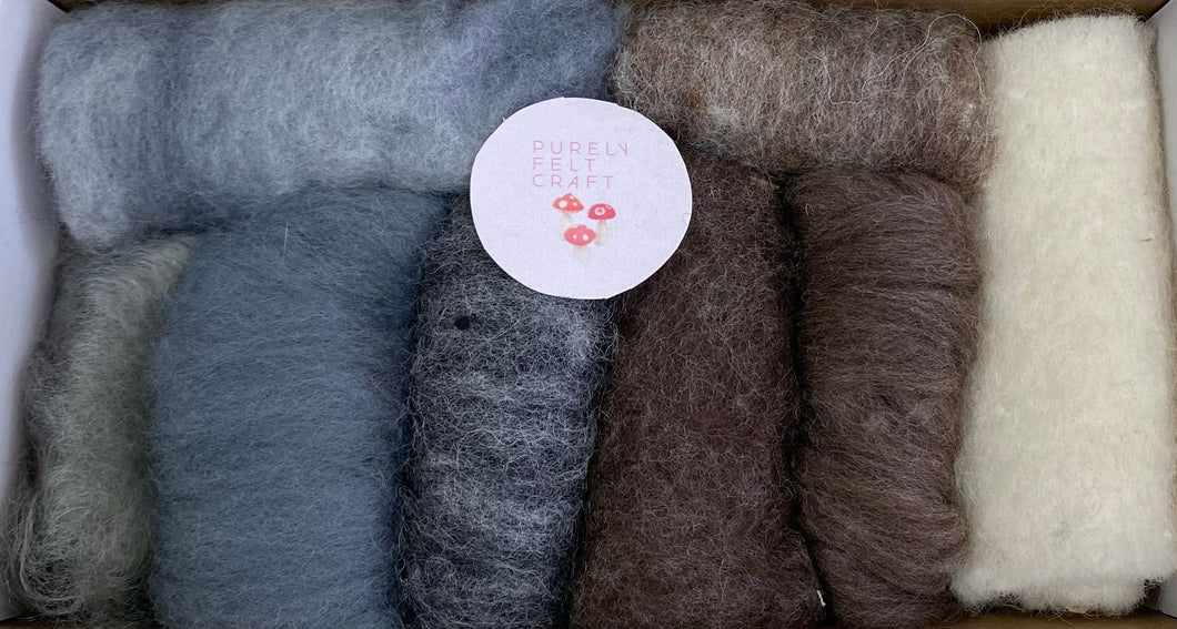 Dry or Wet felting 100% wool packs