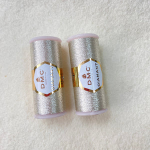 Silver metallic embroidery threads
