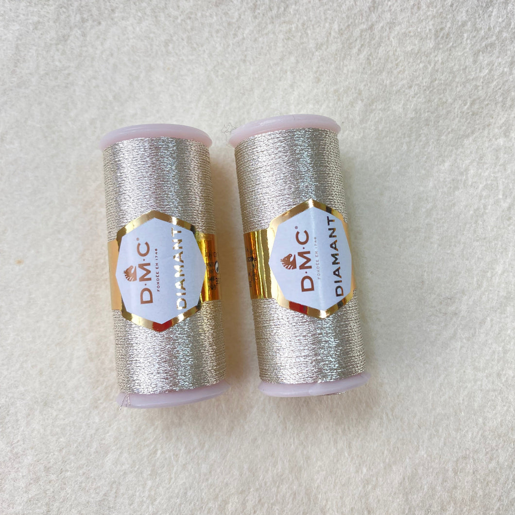 Silver metallic embroidery threads
