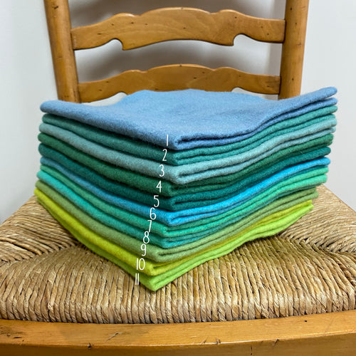 Hand dyed 100% wool felt - Green Tones