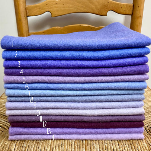 Hand dyed 100% wool felt - Purple tones
