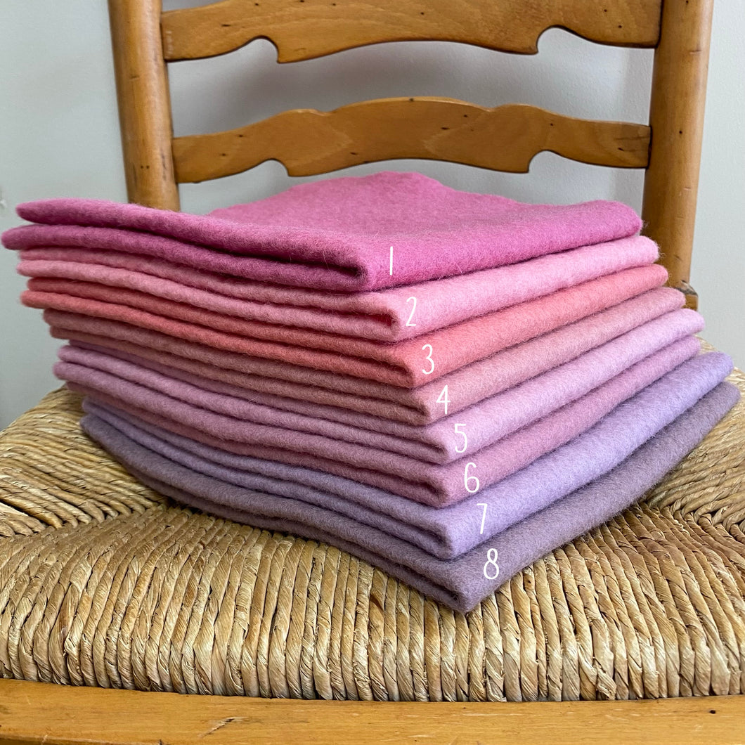 Hand dyed 100% wool felt - Pink Tones