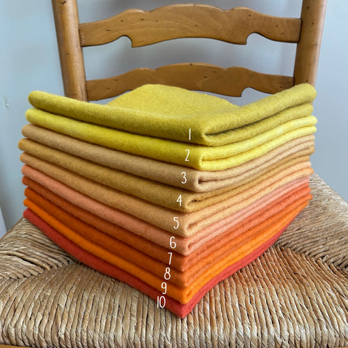 Hand dyed 100% wool felt - Orange and Yellow Tones