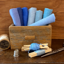 Load image into Gallery viewer, Hand dyed 100% wool felt -Blues felt pack