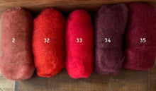 Load image into Gallery viewer, 100% wool mini felt batts (wool roving) single colours