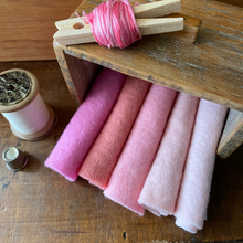 Load image into Gallery viewer, Hand dyed 100% wool felt -Pretty pinks felt packs