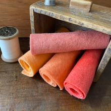 Load image into Gallery viewer, Hand dyed 100% wool felt -Orange and ruby red felt packs