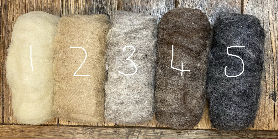 100% wool mini felt batts (wool roving) single colours