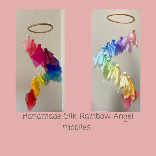 Handmade Silk Rainbow Angel mobiles