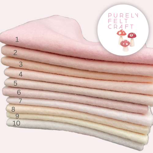 Hand dyed 100% wool felt - soft tones