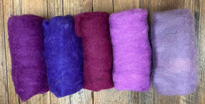 100% wool mini felt batts (wool roving) packs