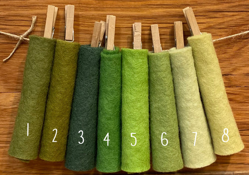 Hand dyed 100% wool felt - Greens