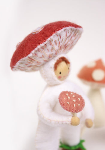 Hand made toadstool lady with 3 toadstools