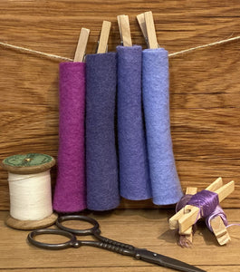 Hand dyed 100% wool felt -Purples felt pack