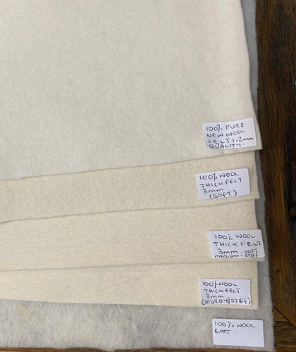 100% wool felt (un-dyed) sample packs