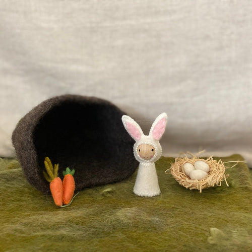 Easter seasonal/nature table rabbits, nests, baskets and felted eggs