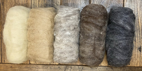 100% wool mini felt batts (wool roving) packs