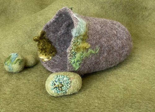Felted mossy burrow or cave kit
